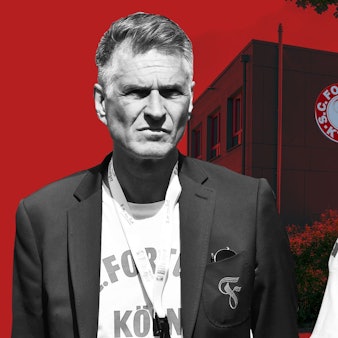 Fortuna Kölns Präsident Hanns-Jörg Westendorf und Valentina Adames, Chefin der Frauen-Abteilung des Vereins