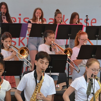 Junge Bläser beim Jazzfrühschoppen der Marienschule Euskirchen.