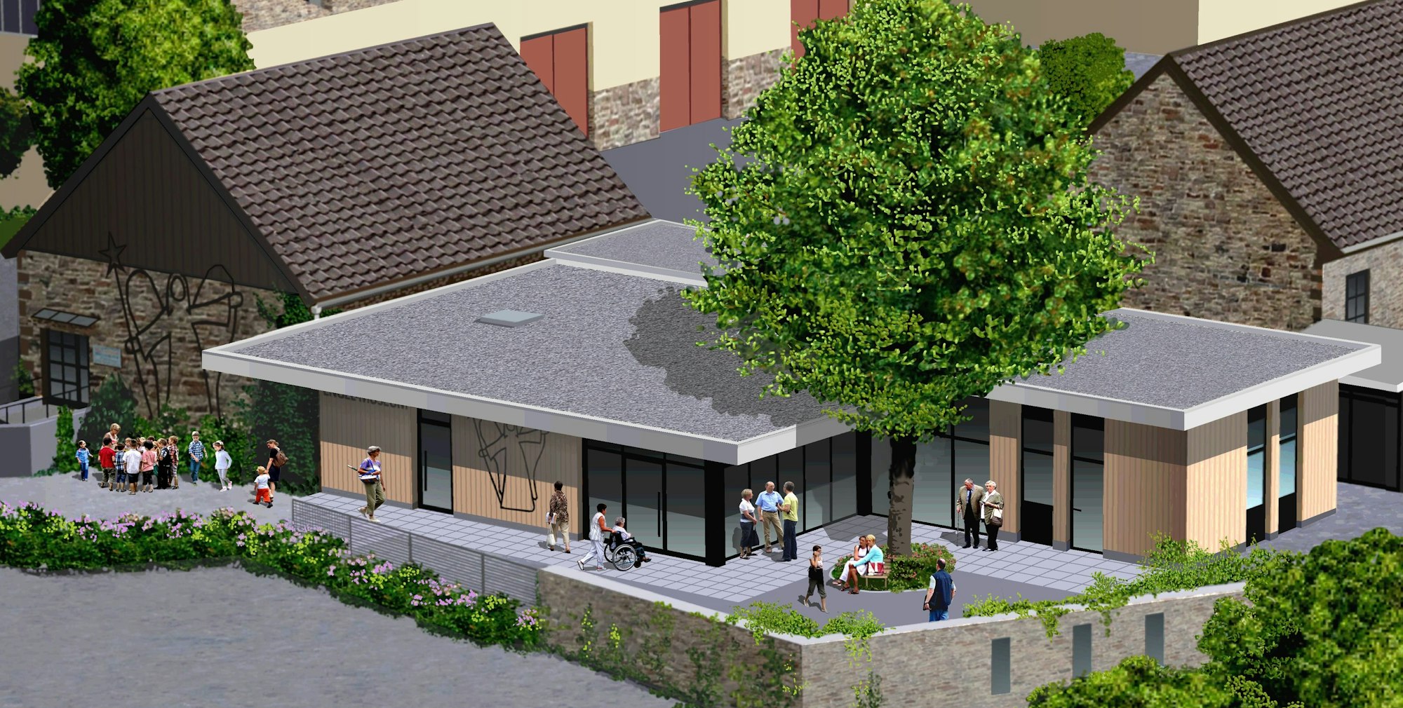 Eine Grafik vom geplanten Anbau ans Engel-Museum in Engelskirchen.