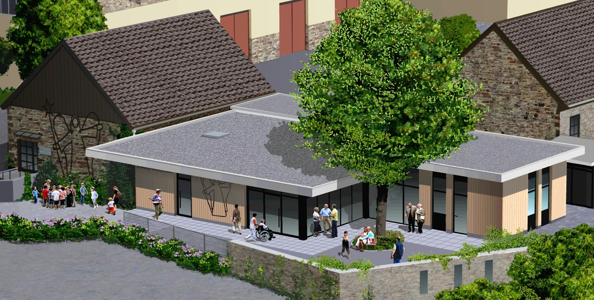Eine Grafik vom geplanten Anbau ans Engel-Museum in Engelskirchen.
