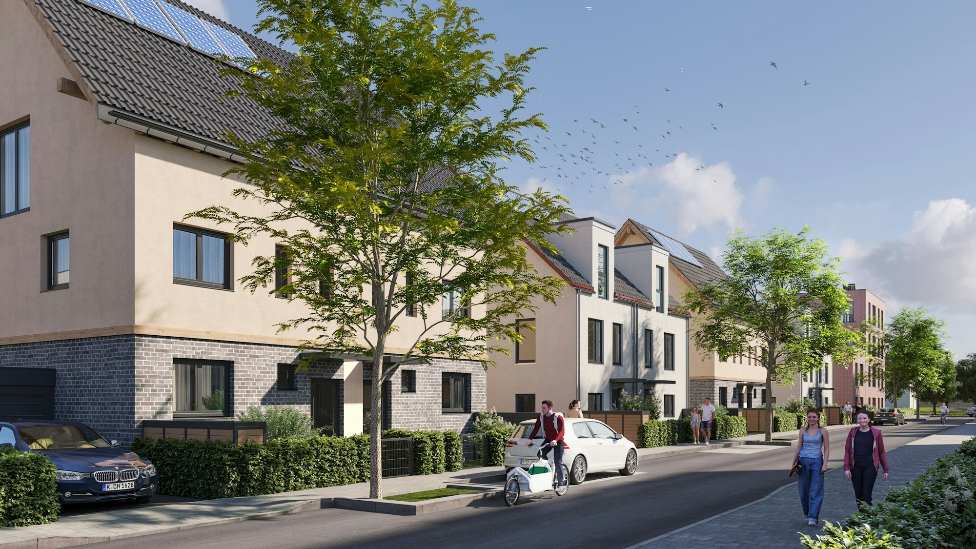 Eine Visualisierung zeigt die geplanten Wohnhäuser im Neubaugebiet