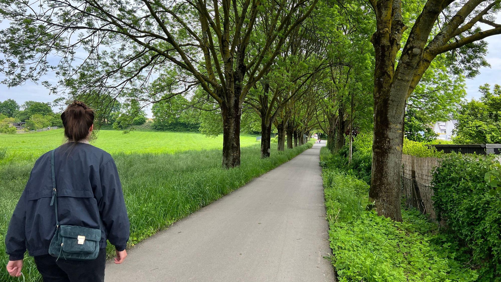 Kurz nach dem Start der Etappe geht es am Kleingartenverein Ruhlach durch diese Allee.