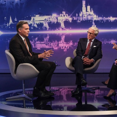 Journalist Frederik Pleitgen und Rüdiger von Fritsch, ehemaliger deutscher Botschafter in Moskau, diskutieren mit Sandra Maischberger über die Lage in Russland nach dem Aufstand von Jewgeni Prigoschin und seiner Wagner-Truppen.