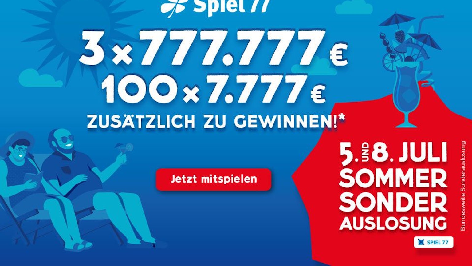 Spiel 77 zusätzliche Gewinne Banner