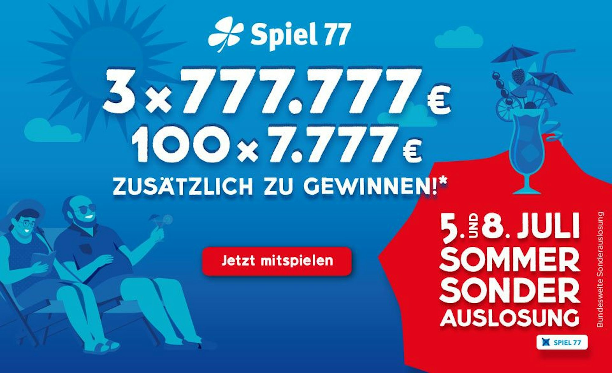 Spiel 77 zusätzliche Gewinne Banner