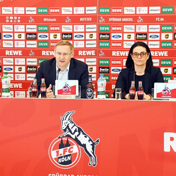 April 2022: FC-Vizepräsident Eckhard Sauren und Ex-Stiftungsleiterin Nicole Fischer.