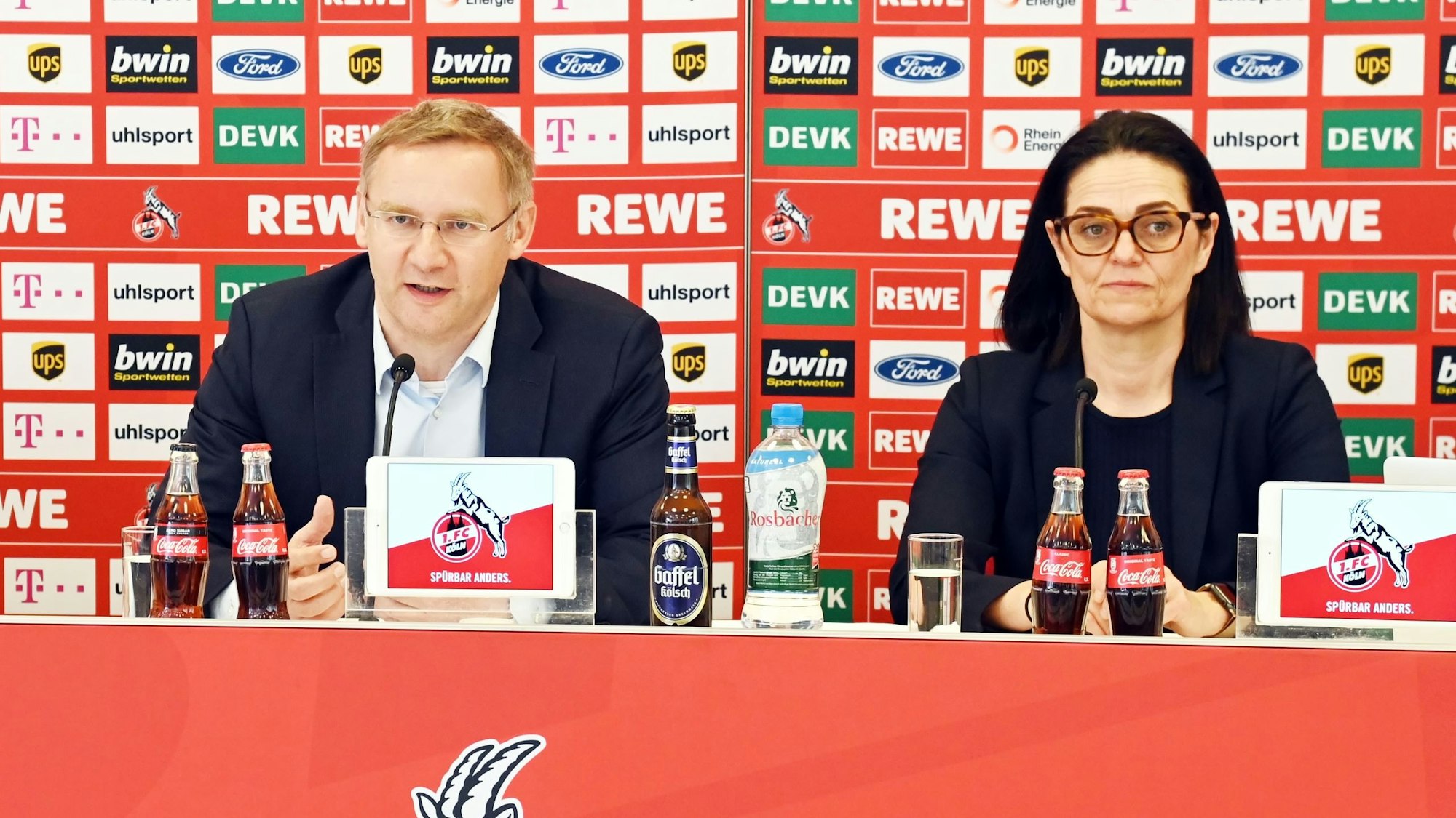 April 2022: FC-Vizepräsident Eckhard Sauren und Ex-Stiftungsleiterin Nicole Fischer.