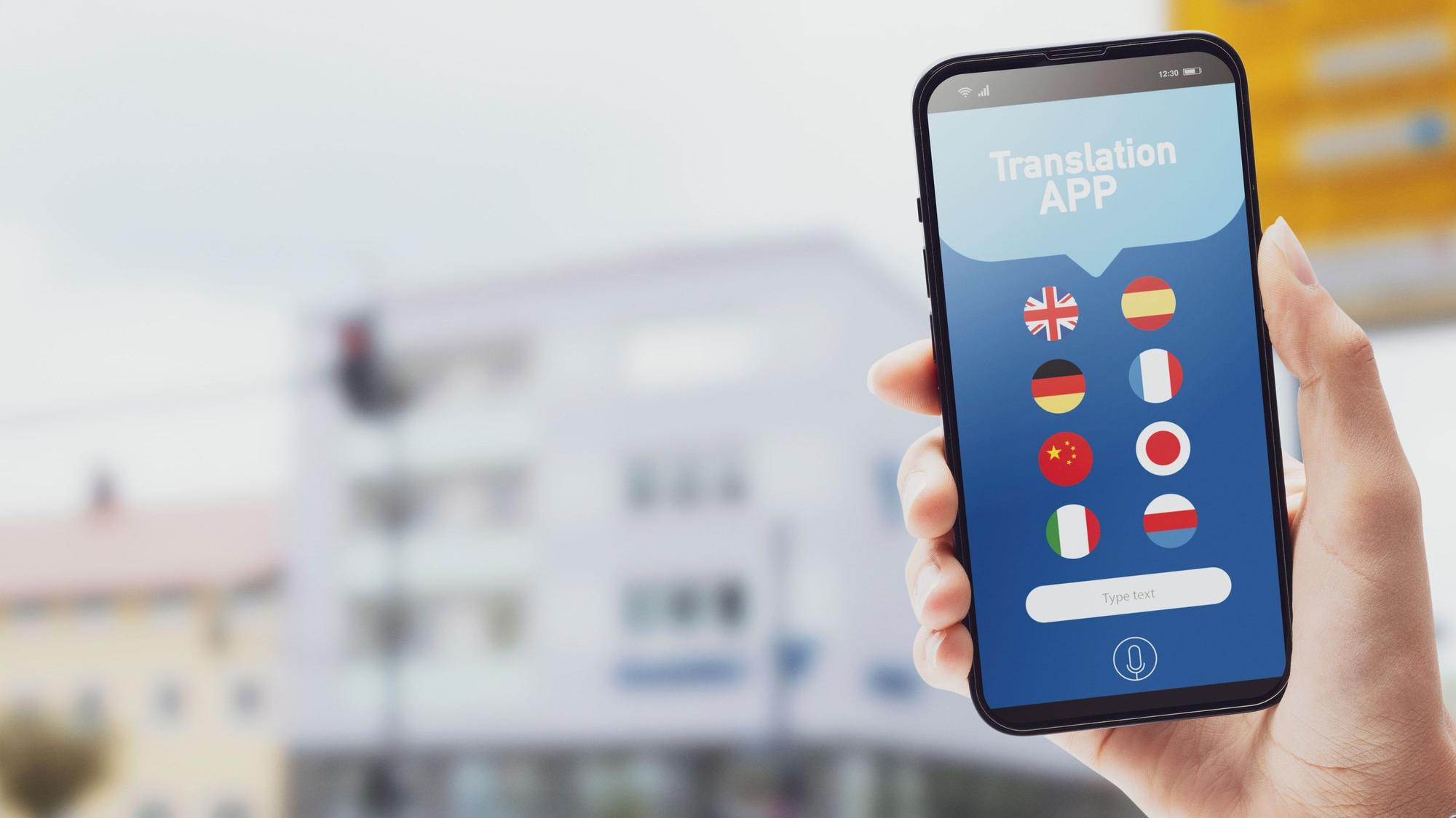 Ansicht Handy mit Translation App