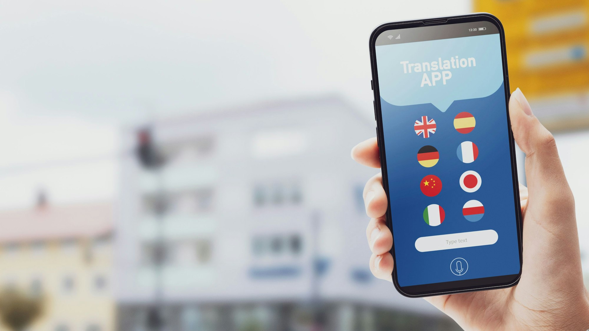 Ansicht Handy mit Translation App