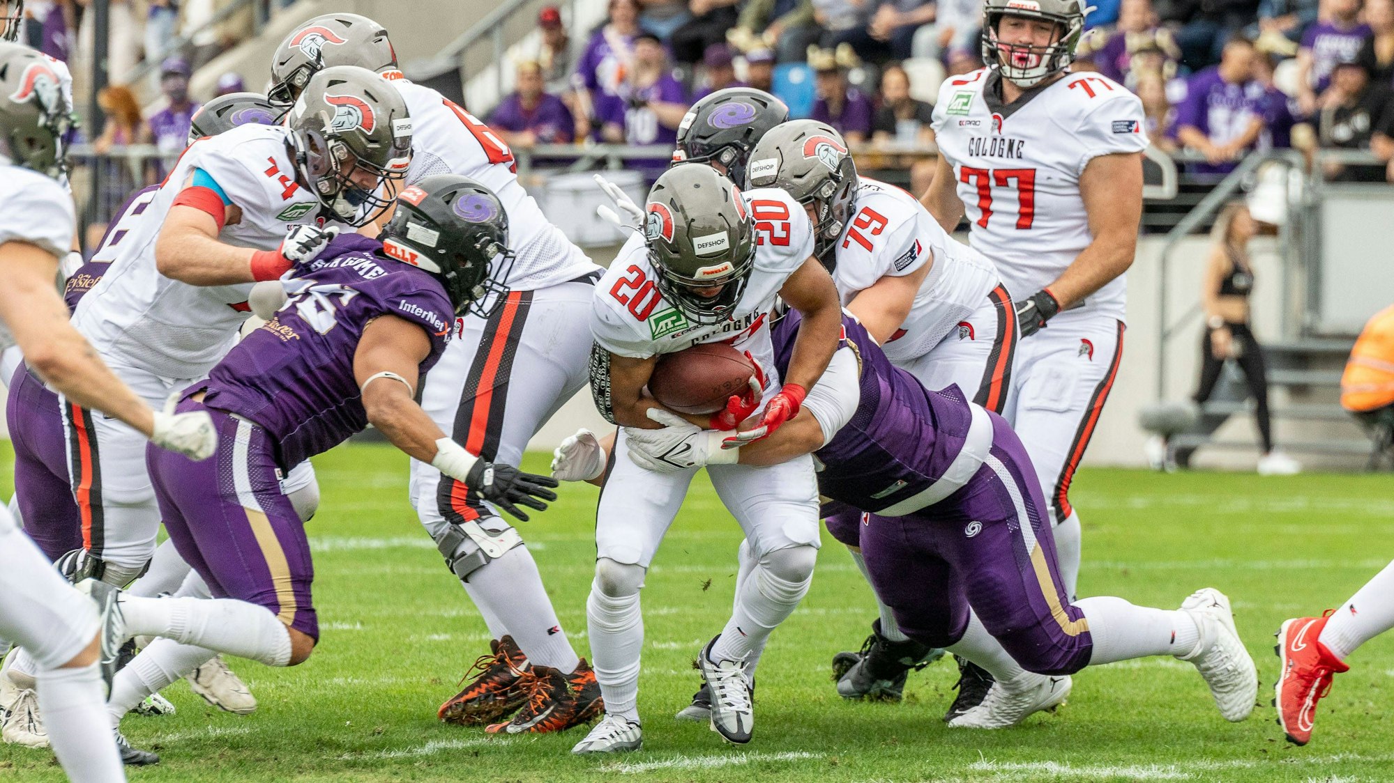 European League of Football, Frankfurt Galaxy - Cologne Centurions, Frankfurt, 1.7.2023 Gerald Ameln Cologne Centurions 20, Frankfurt Galaxy - Cologne Centurions am 1.7.2023 in der PSD Bank Arena, Frankfurt *** European League of Football, Frankfurt Galaxy Cologne Centurions, Frankfurt, 1 7 2023 Gerald Ameln Cologne Centurions 20 , Frankfurt Galaxy Cologne Centurions on 1 7 2023 at PSD Bank Arena, Frankfurt. Copyright: xBEAUTIFULxSPORTS/MarcxJungex