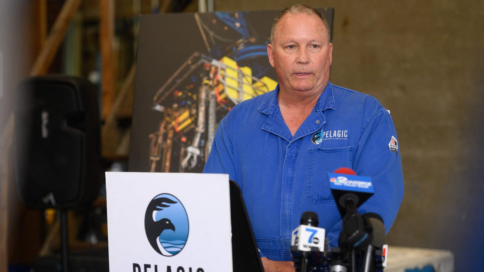Edward Cassano, Rettungsleiter der Mission von „„Pelagic Research Services“, bei einer Pressekonferenz zum Fund des implodierten U-Boots „Titan“ im Atlantik.
