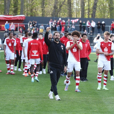 1.FC Köln U19 vs. FSV Mainz 05 U19, A Junioren Bundesliga, Halbfinal Rückspiel um die Deutsche Meisterschaft, Stefan Ruthenbeck (1.FC Köln), 14.04.2023, Bild: Herbert Bucco