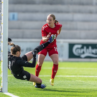 Denmark v Iceland, U23 Womens football friendly, Elsinore, Denmark Elsinore, Denmark. 06th, April 2023. Cecilie Johansen 19 of Denmark seen during the U23 womens football friendly between Denmark and Iceland at Elsinore Stadion in Elsinore. Helsingor Denmark PUBLICATIONxNOTxINxDENxNORxFIN Copyright: xGonzalesxPhoto/DejanxObretkovicx