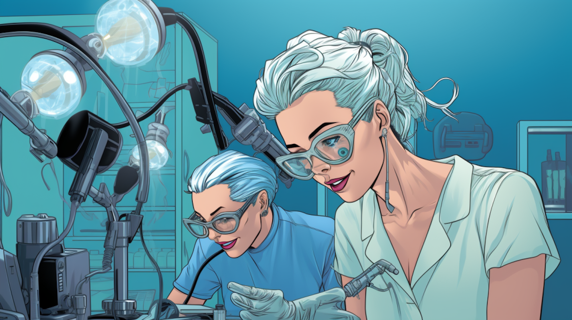 Illustration: Zwei Frauen arbeiten in einem Labor