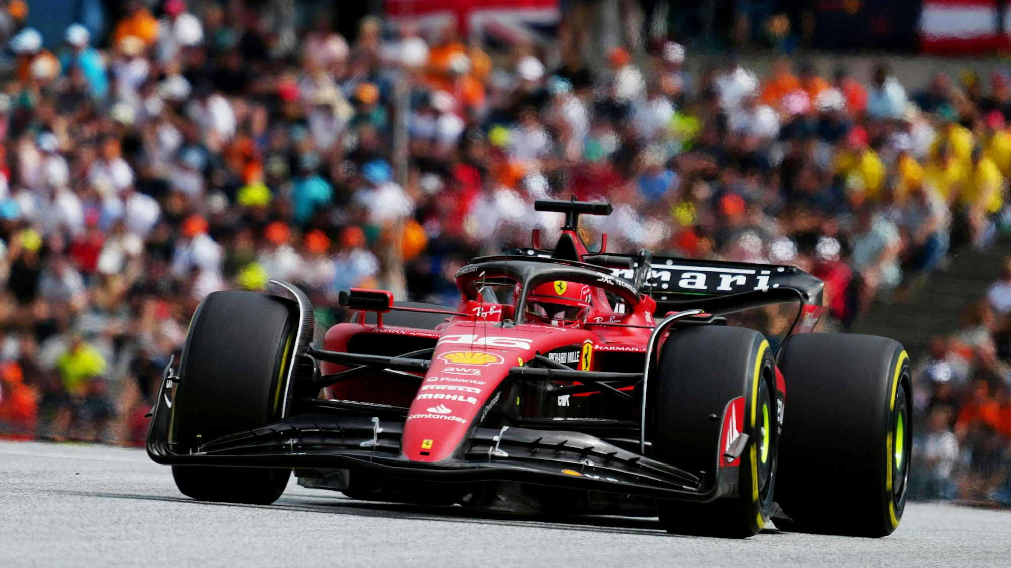 Ferrari's Monegasque driver Charles Leclerc competes during the Formula One Austrian Grand Prix at the Red Bull race track in Spielberg, Austria on July 2, 2023. (Photo by GEORG HOCHMUTH / APA / AFP) / Austria OUT