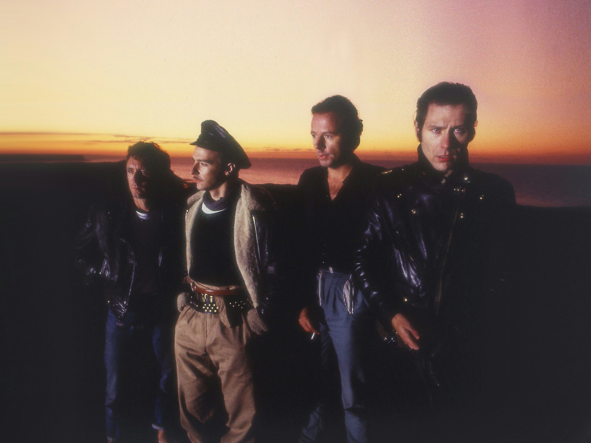Die Mitglieder der die New-Wave-Band Ultravox: Midge Ure, Chris Cross, Billy Currie und Warren Cann