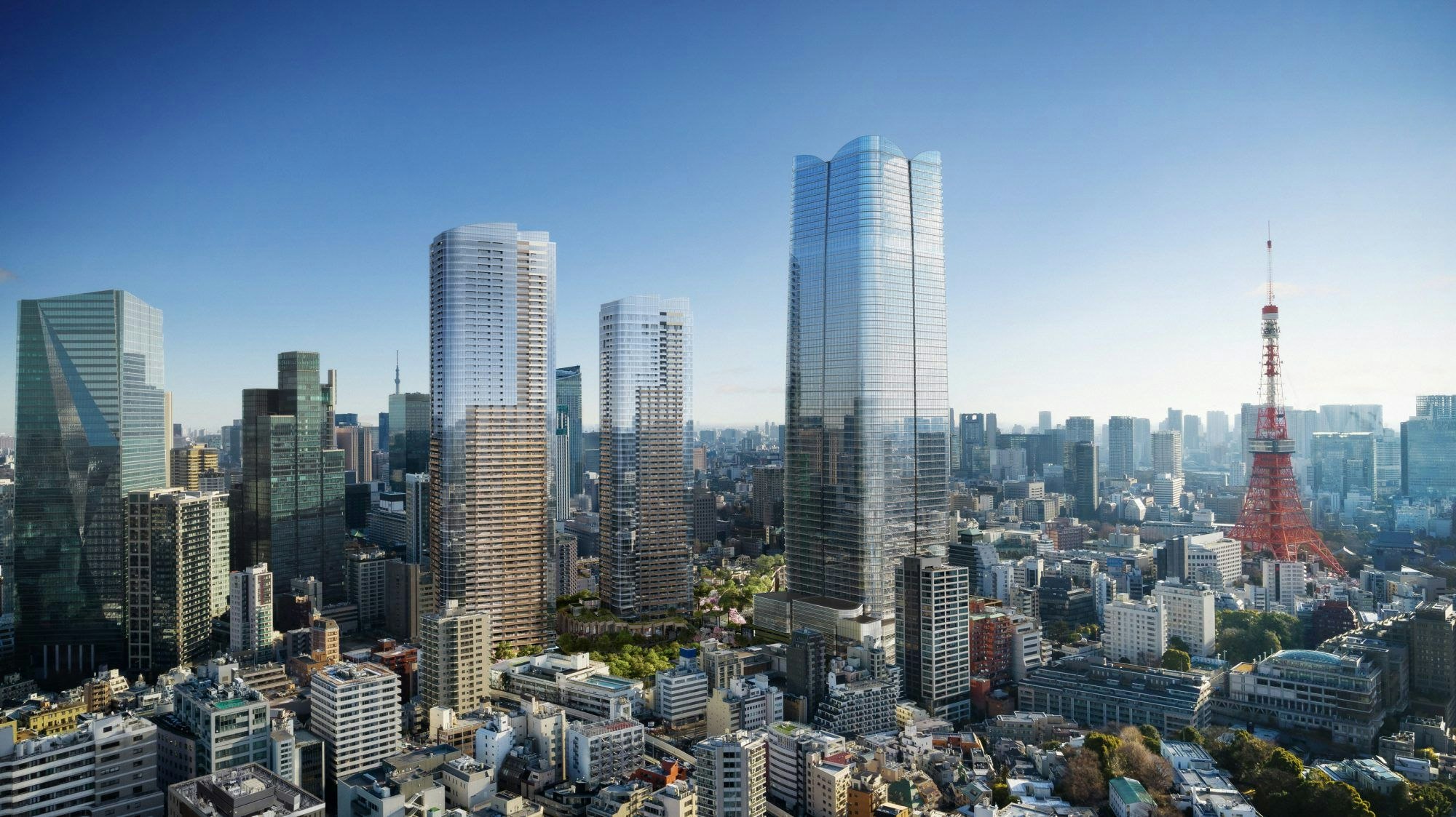 Drei Hochhäuser stehen im Zentrum des Azabudai-Hills-Projekts.