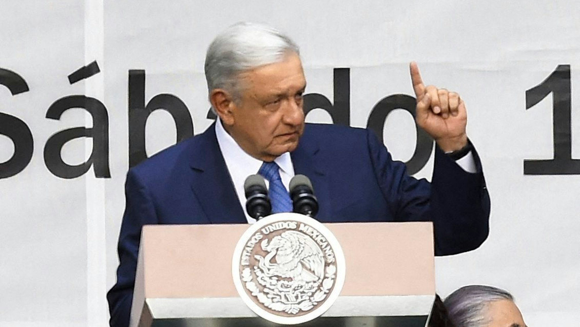 Mexikos Präsident Lopez bei einer Pressekonferenz.