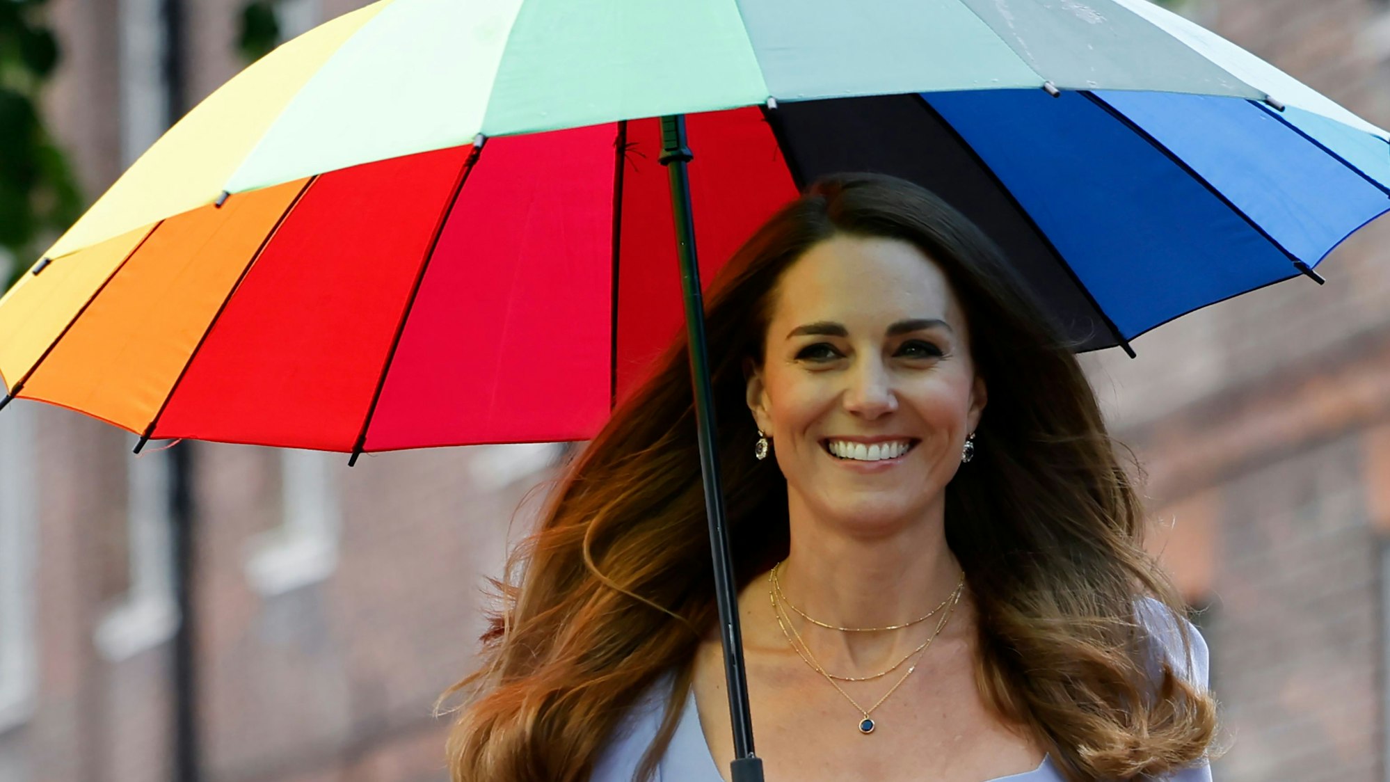 Kate Middleton am 18. Juni 2021 in London, England, bei einem Empfang für Eltern, die ein Zentrum für frühkindliche Bildung auf dem Gelände des Kensington Palastes besuchen.