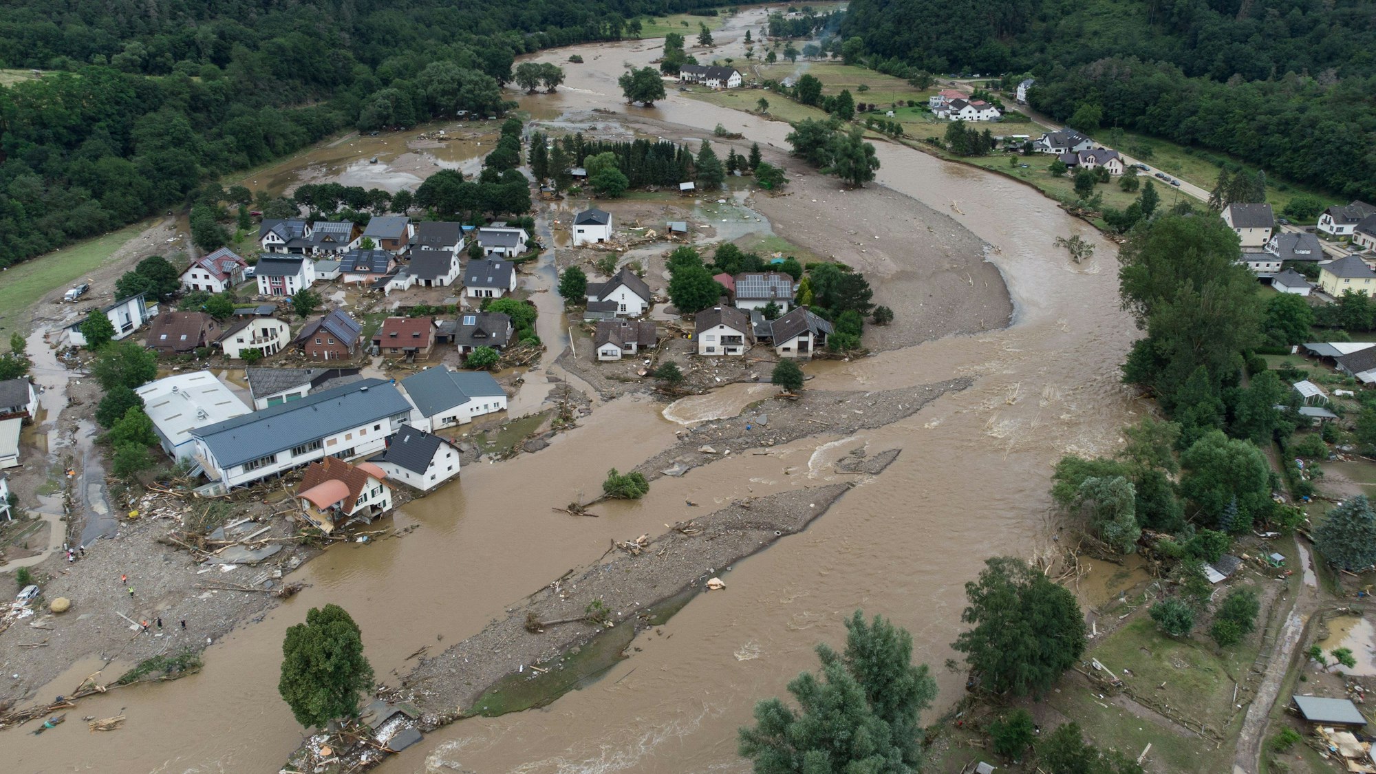 15. Juli 2021 im Ahrtal: Die Flutwelle zerstörte das Dorf Insul.