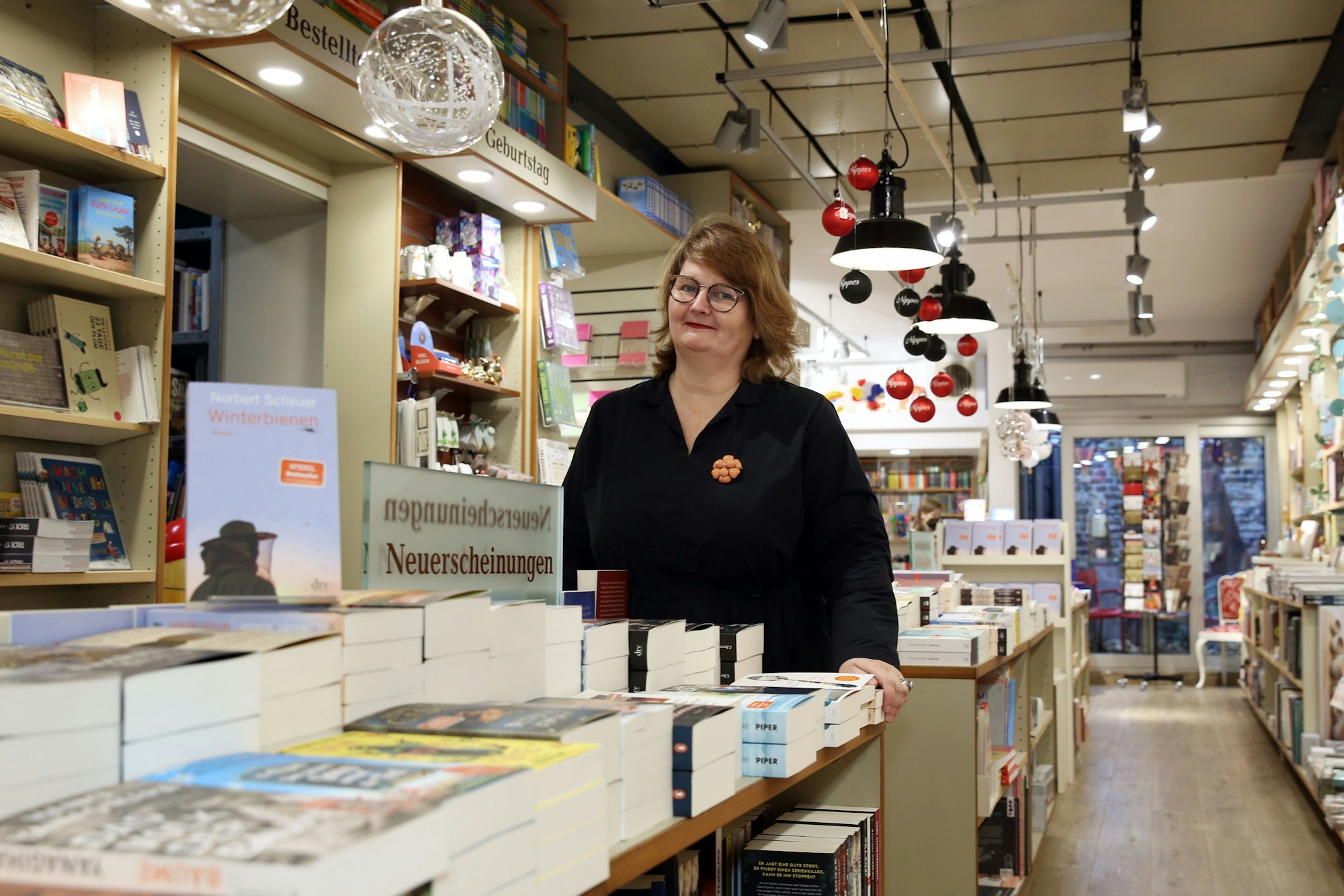 Dorothee Junck, Inhaberin des Buchladens Neusser Straße, im November 2020.