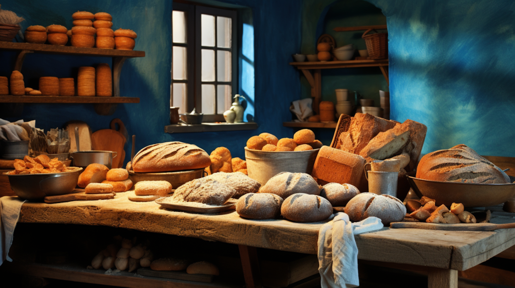 Illustration: Brote auf einem Tisch