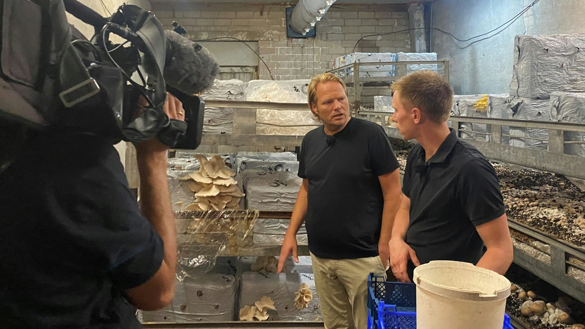 Björn Freitag fachsimpelt vor der Kamera mit Tim Marseille.