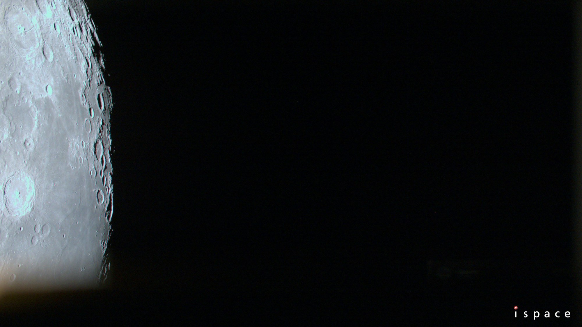 Die Mondoberfläche vom Landegerät der japanischen Hakuto-R Mission aus gesehen.