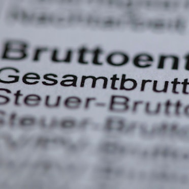 Nahaufnahme eines Steuerbescheides, im Zentrum steht das Wort „Bruttoentgelt“.