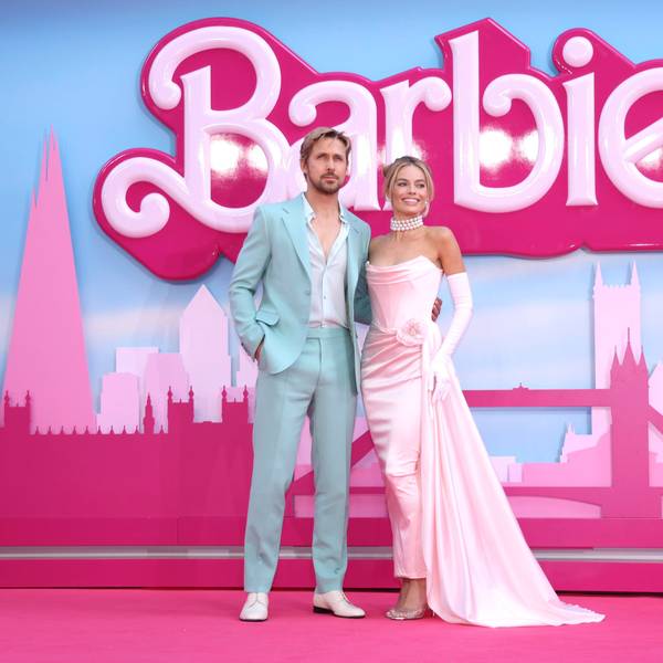 Ryan Gosling und Margot Robbie bei der „Barbie“-Premierein London am Mittwoch.