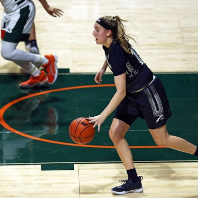 NCAA, College League, USA Womens Basketball: North Florida at Miami-Florida, Nov 28, 2020 Coral Gables, Florida, USA North Florida Lady Ospreys guard Erin Jones 14 dribbles the ball against the Miami Hurricanes during the first half at Watsco Center. Mandatory Credit: Sam Navarro-USA TODAY Sports, 28.11.2020 15:41:05, 15244690, North Florida, Miami-Florida, Miami Hurricanes, NCAA Womens Basketball PUBLICATIONxINxGERxSUIxAUTxONLY Copyright: xSamxNavarrox 15244690