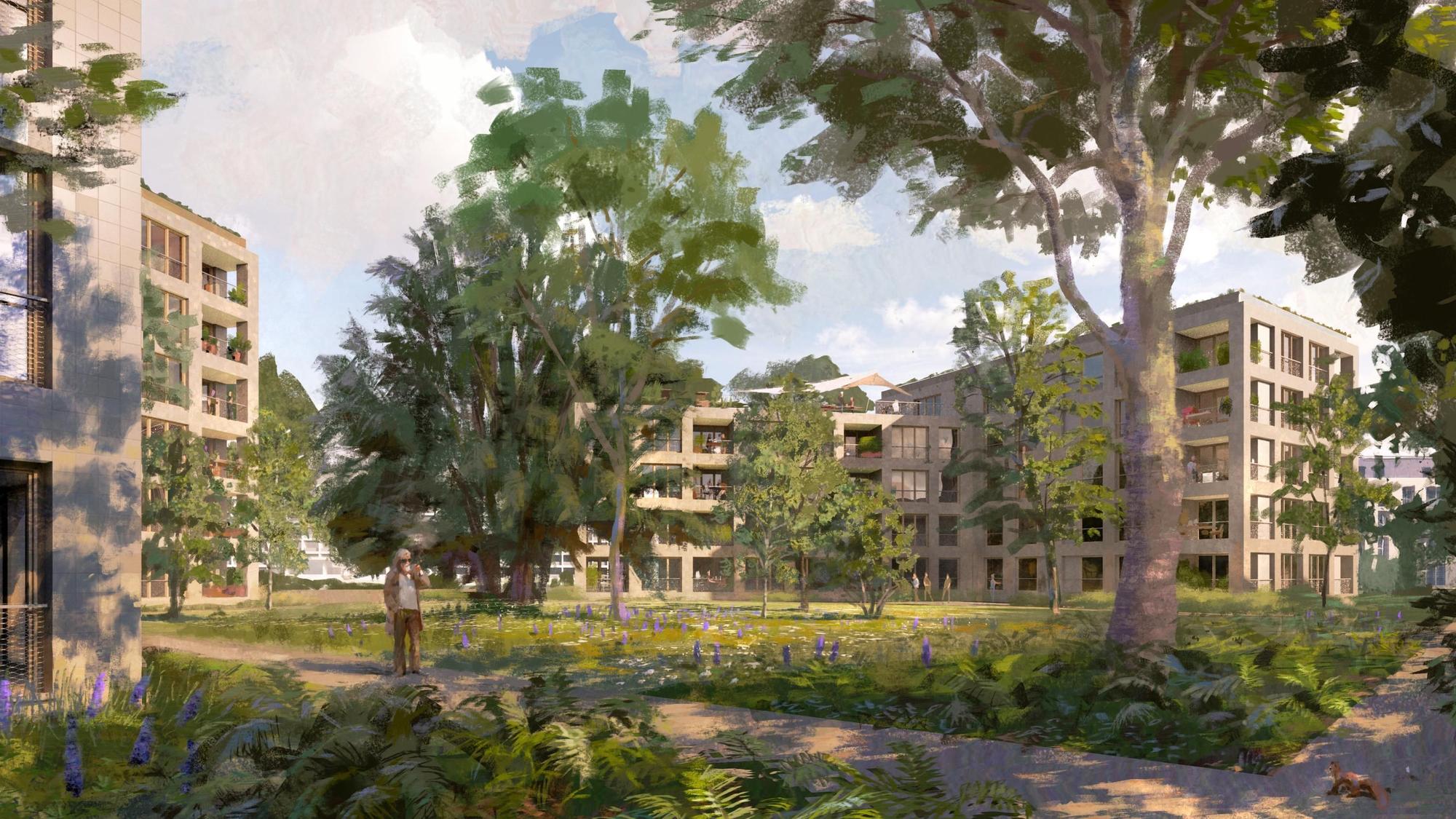 Visualisierung für das Bauprojekt zwischen Hauptstraße und Urbacher Weg von Vivawest in Porz.