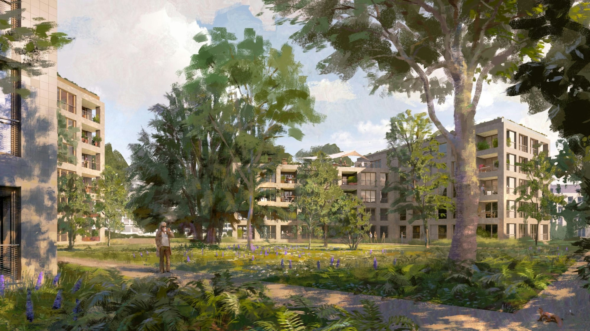 Visualisierung für das Bauprojekt zwischen Hauptstraße und Urbacher Weg von Vivawest in Porz.