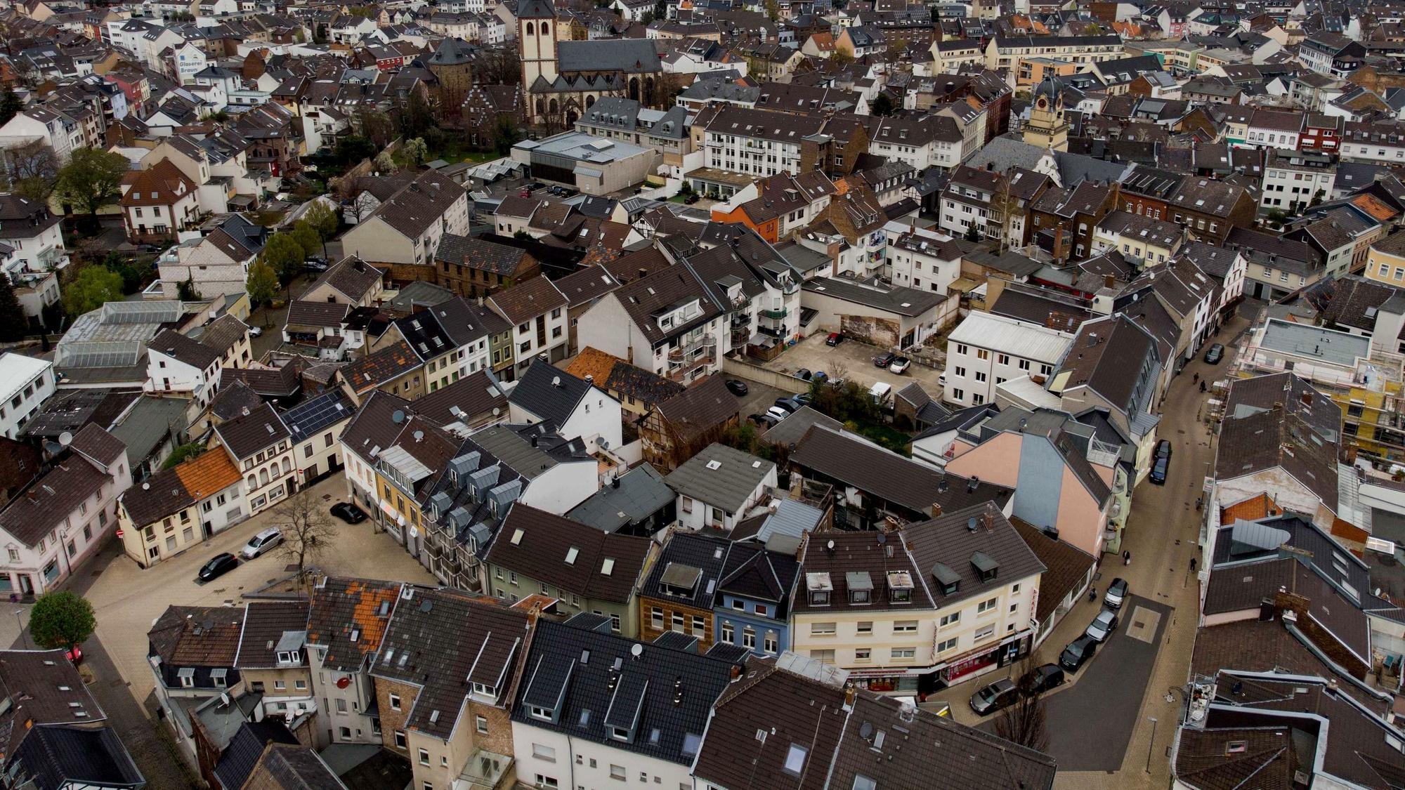 Das Luftbild zeigt das Viehplätzchen-Viertel von Euskirchen.