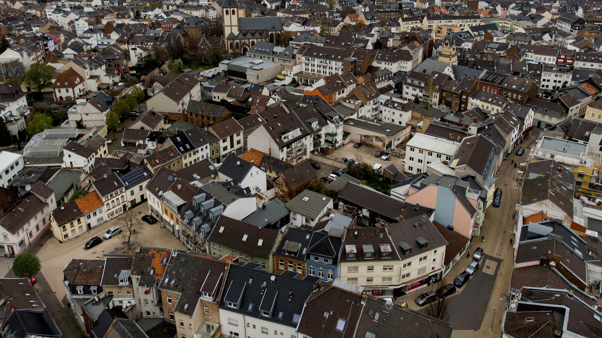 Das Luftbild zeigt das Viehplätzchen-Viertel von Euskirchen.