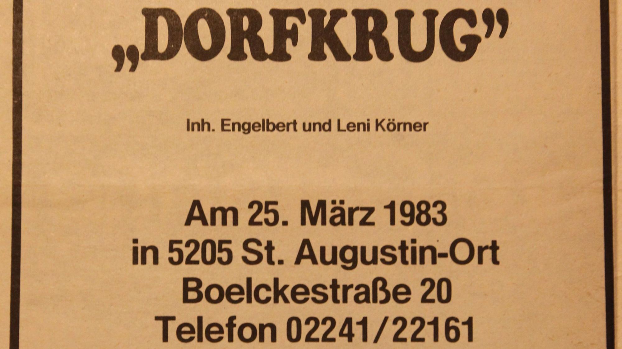 Die Zeitungsanzeige aus dem Jahr 1983.
