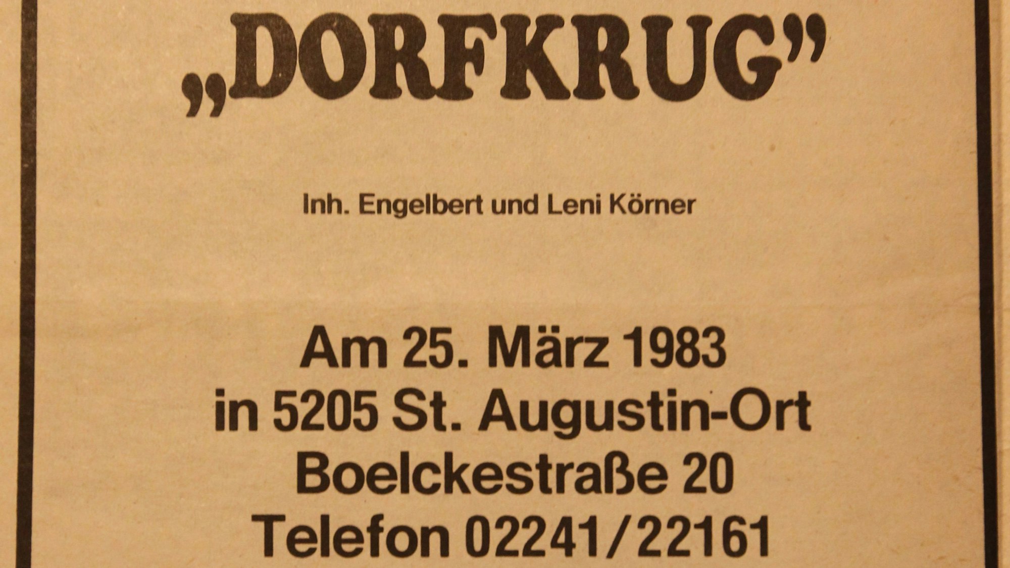 Die Zeitungsanzeige aus dem Jahr 1983.