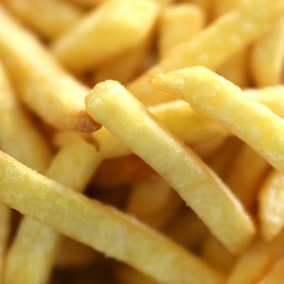 Pommes Frites in Großaufnahme.