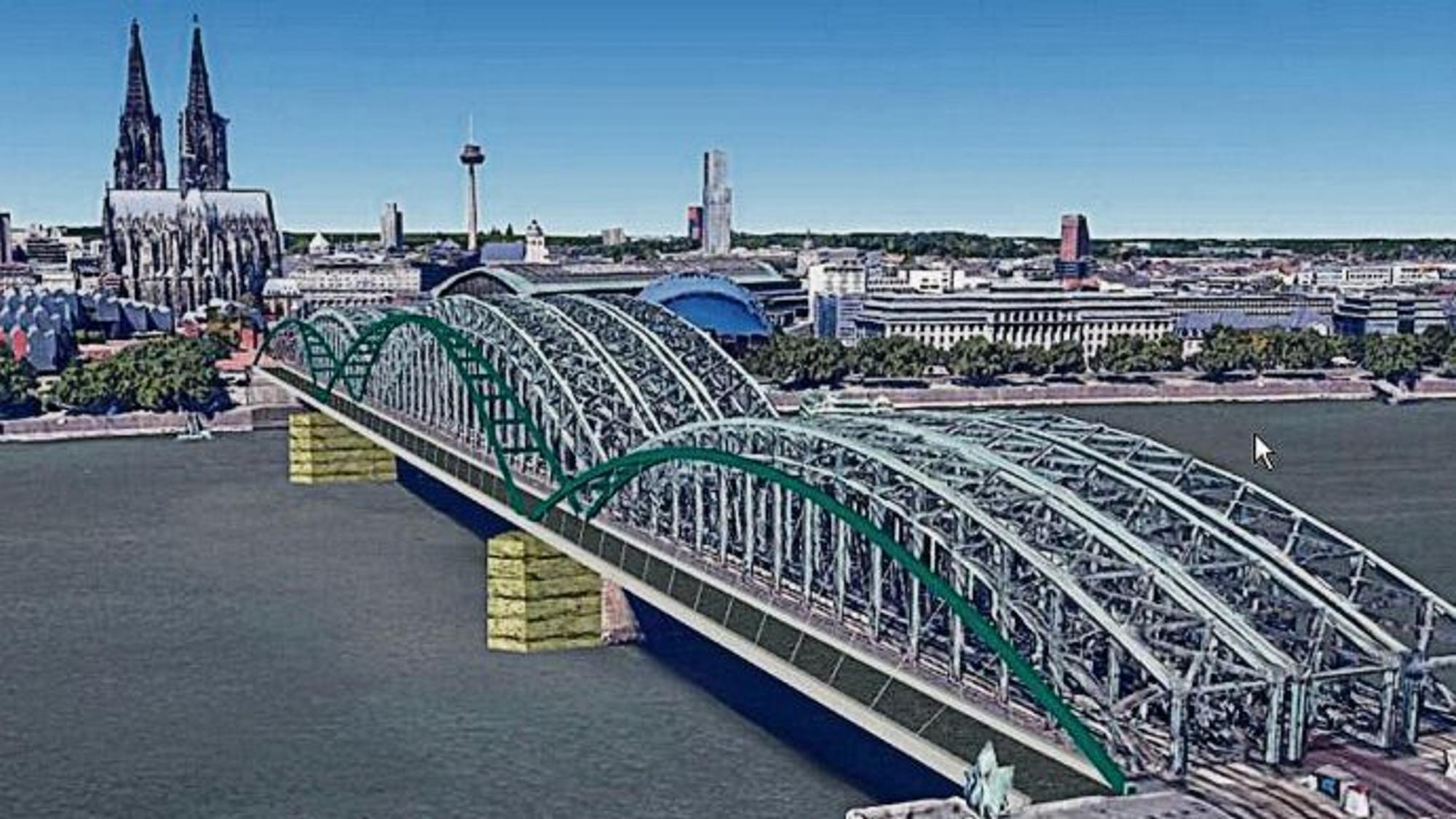 Die Visualisierung zeigt, wie eine Erweiterung der Hohenzollernbrücke aussehen könnte.