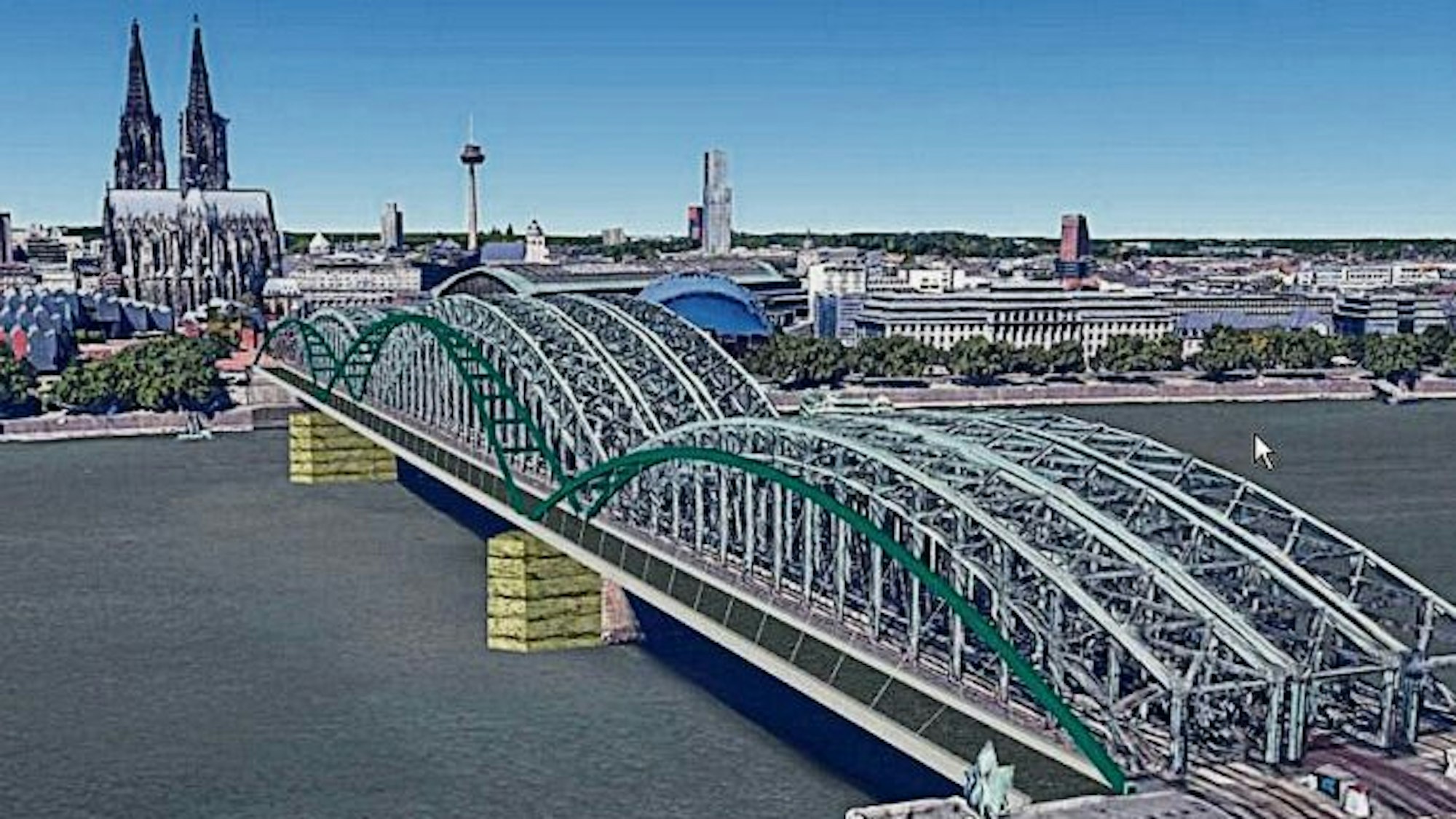 Die Visualisierung zeigt, wie eine Erweiterung der Hohenzollernbrücke aussehen könnte.
