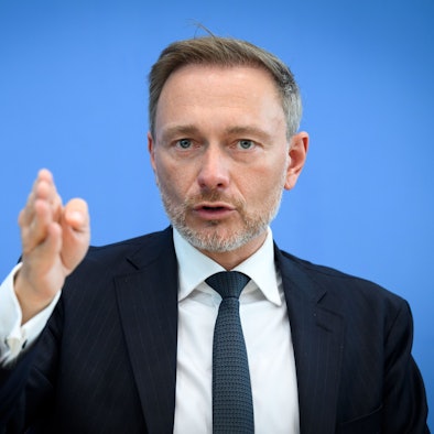 Christian Lindner (FDP), Bundesminister der Finanzen, bei der Bundespressekonferenz