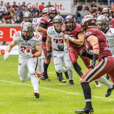 European League of Football, Rhein Fire - Cologne Centurions, Duisburg, 23.7.2023 Andre Frisch Cologne Centurions 22, Rhein Fire - Cologne Centurions am 23.7.2023 in der Schauinsland-Reisen-Arena, Duisburg *** European League of Football, Rhein Fire Cologne Centurions, Duisburg, 23 7 2023 Andre Frisch Cologne Centurions 22 , Rhein Fire Cologne Centurions on 23 7 2023 at Schauinsland Reisen Arena, Duisburg. Copyright: xBEAUTIFULxSPORTS/MarcxJungex