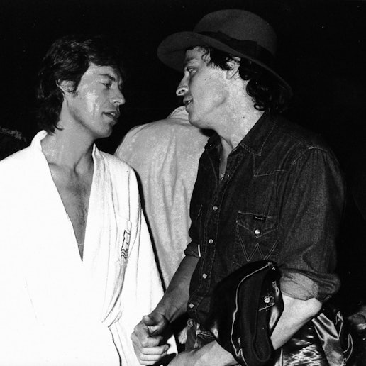 Mick Jagger und Wolfgang Niedecken unterhalten sich.