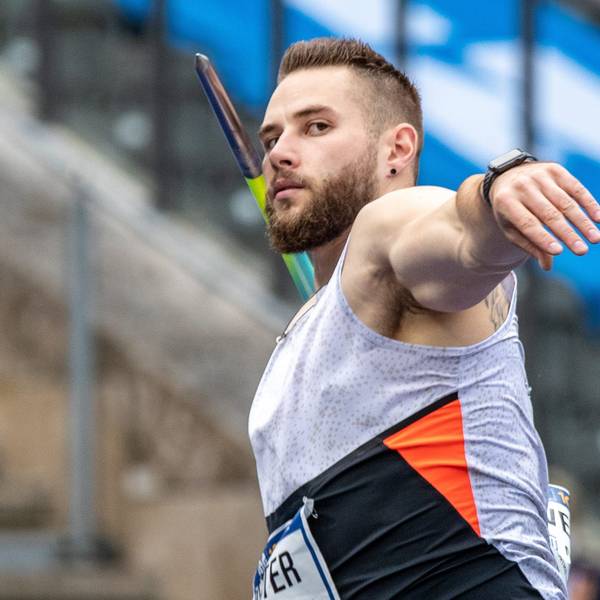 ARCHIV - 12.09.2021, Berlin: Leichtathletik: Meeting, ISTAF, Internationales Stadionfest im Olympiastadion, Entscheidung: Speerwurf, Männer: Johannes Vetter aus Deutschland im Wettkampf. Vetter musste nun seinen Start bei den deutschen Meisterschaften absagen. (zu dpa: «Speerwerfer Vetter fällt für deutsche Meisterschaften aus») Foto: Andreas Gora/dpa +++ dpa-Bildfunk +++