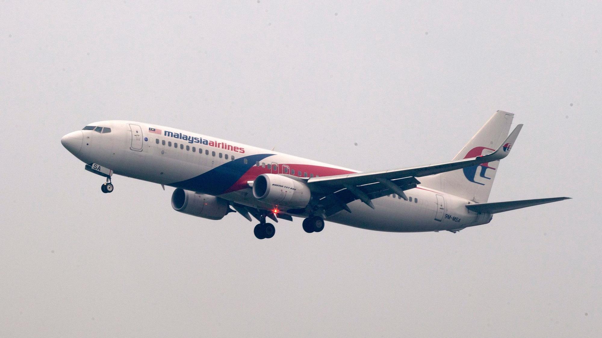 Die Boeing 777 von Malaysian-Airlines-Flug MH370 kurz nach dem Start. Das Flugzeug verschwand am 13. März 2014 vom Radar.