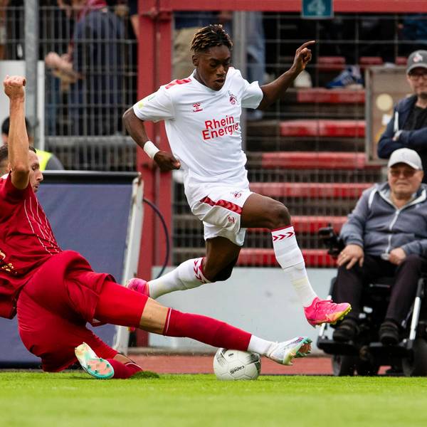 Regionalliga West: SC Fortuna Koeln - 1. FC Koeln U21, U 21 01.08.2023 Dominik Lanius Fortuna Koeln, 4, Justin Diehl 1. FC Koeln U21, 9, Regionalliga West, 1. Spieltag, SC Fortuna Koeln - 1. FC Koeln U21, am 01.08.2023, Suedstadion, Koeln *** Regionalliga West SC Fortuna Koeln 1 FC Koeln U21, 01 08 2023 Dominik Lanius Fortuna Koeln, 4 , Justin Diehl 1 FC Koeln U21, 9 , Regionalliga West, 1 matchday, SC Fortuna Koeln 1 FC Koeln U21, on 01 08 2023, Suedstadion, Koeln Copyright: xBEAUTIFULxSPORTS/Meuselx