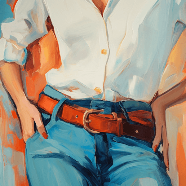 Illustration: Weiße Bluse in Jeans gesteckt