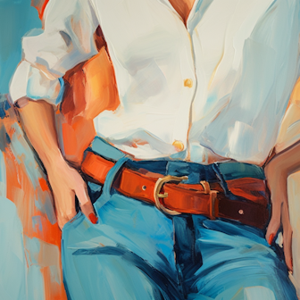 Illustration: Weiße Bluse in  Jeans gesteckt