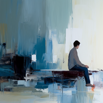 Illustration: Ein Mann sitzt alleine in einem Raum.