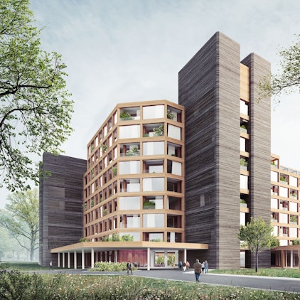 Die Visualisierung zeigt eine Option, wie die frühere RWE-Power-Zentrale später mal aussehen könnte.